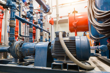 industrial water pump and water pipes.