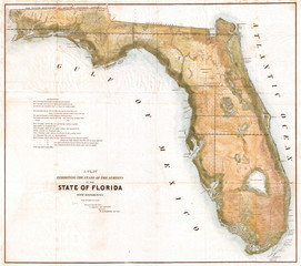 1848, Land Survey Map of Florida