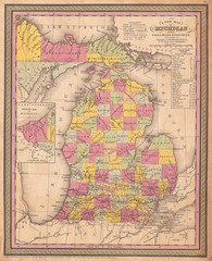 1853, Mitchell Map of Michigan
