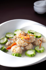 Delicious Chinese cuisine, Meatball Loofah Soup
