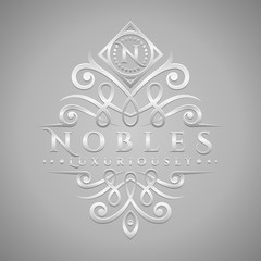 Letter N Logo - Classic & Luxurious Silver Embossed Style Logo