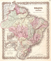 1855, Colton Map of Brazil and Guyana