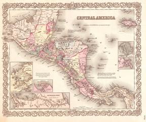 1855, Colton Map of Central America and Jamaica