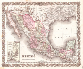 1855, Colton Map of Mexico