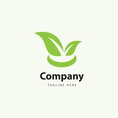 Green Leaf Organic Logo Vector Template