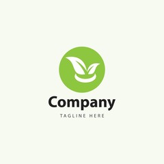 Green Leaf Organic Logo Vector Template