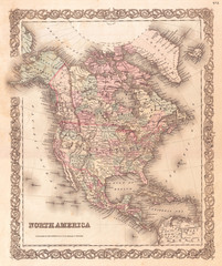 1855, Colton Map of North America
