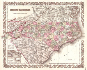 1855, Colton Map of North Carolina