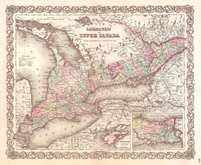 1855, Colton Map of Upper Canada or Ontario