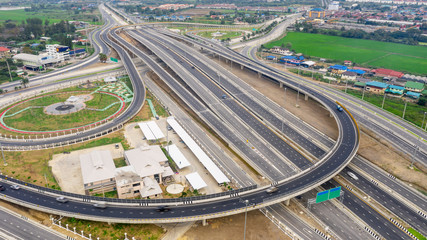 construction of a new ring road interchange and motorway expressway bypass for cars transportation  connecting the city in Thailand