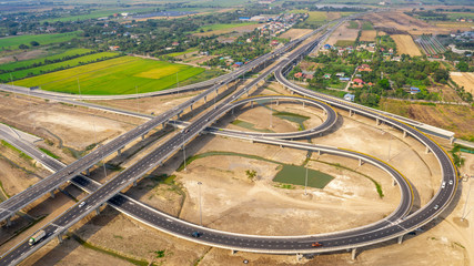 construction of a new ring road interchange and motorway expressway bypass for cars transportation ...