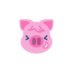 Grinning squinting piggy face emoji flat icon, vector sign, colorful pictogram isolated on white. Pink pig head emoticon, new year symbol, logo illustration. Flat style design