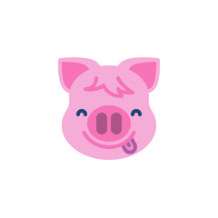 Piggy Face With Tongue emoji flat icon, vector sign, colorful pictogram isolated on white. Pink pig head emoticon, new year symbol, logo illustration. Flat style design