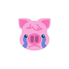 Loudly Crying Piggy Face Emoji flat icon, vector sign, colorful pictogram isolated on white. Pink pig head emoticon, new year symbol, logo illustration. Flat style design