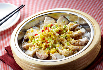 Delicious Chinese food, steamed fish with chili
