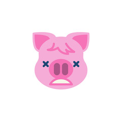 Piggy Dizzy Face Emoji flat icon, vector sign, colorful pictogram isolated on white. Pink pig head emoticon, new year symbol, logo illustration. Flat style design