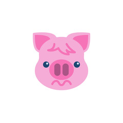 Confused Piggy Face Emoji flat icon, vector sign, colorful pictogram isolated on white. Pink pig head emoticon, new year symbol, logo illustration. Flat style design