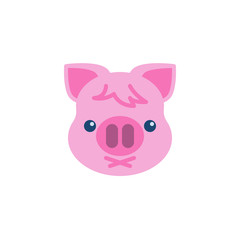 Piggy Confounded Face Emoji flat icon, vector sign, colorful pictogram isolated on white. Pink pig head emoticon, new year symbol, logo illustration. Flat style design