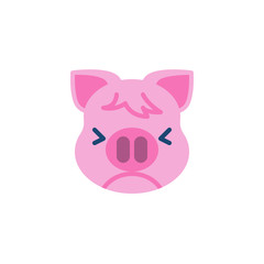 Piggy Persevering Face Emoji flat icon, vector sign, colorful pictogram isolated on white. Pink pig head emoticon, new year symbol, logo illustration. Flat style design