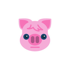 Piggy Flushed Face Emoji flat icon, vector sign, colorful pictogram isolated on white. Pink pig head emoticon, new year symbol, logo illustration. Flat style design
