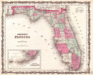 1862, Johnson Map of Florida