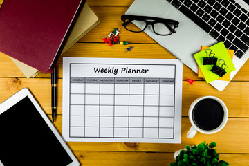 Calendar Weekly plan Doing business or activities with in a week.