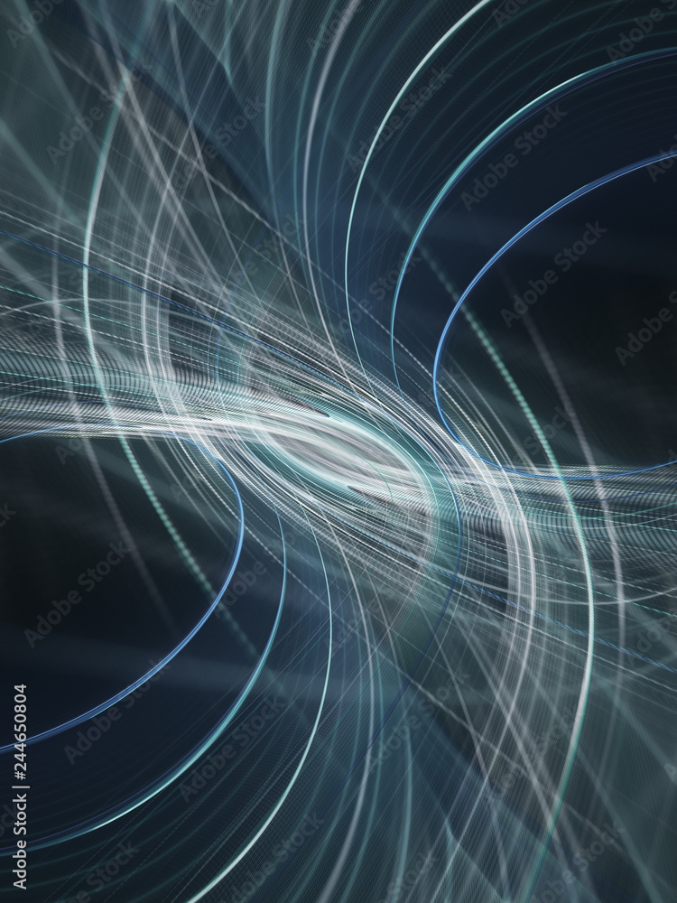 Poster abstract blue background element on black. fractal graphics. three-dimensional composition of glowin