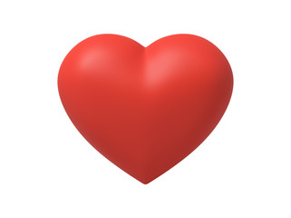 3d rendering of red heart isolated on white background.