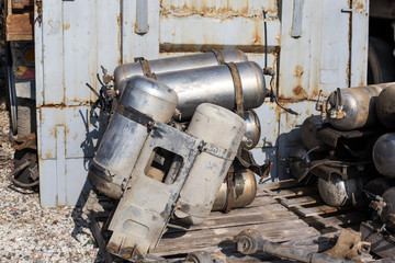Naklejka premium Air tank for truck. Vehicle disposal parts