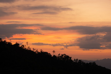 sunset on the mountain of northern Thailand