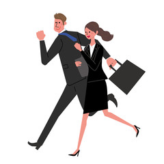 グローバルイメージ ビジネスマン ビジネスウーマン 走る イラスト 30s Wall Mural 3 Matsu