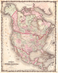 1862, Johnson Map of North America