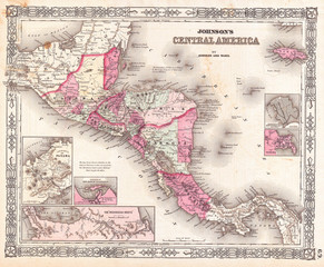 1864, Johnson Map of Central America