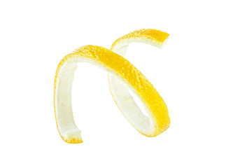 Peel of fresh lemon isolated on white background