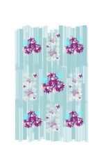 Bouquets and Butterflies on Seafoam Geometric Background 