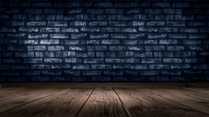 Old brick wall, concrete floor, empty stage