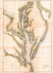 1873, U.S. Coast Survey Chart or Map of the Chesapeake Bay and Delaware Bay