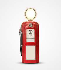 old vintage gasoline petrol pump isolated on plain background