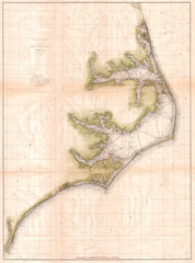 1875, U.S. Coast Survey Chart or Map of the Carolina Coast
