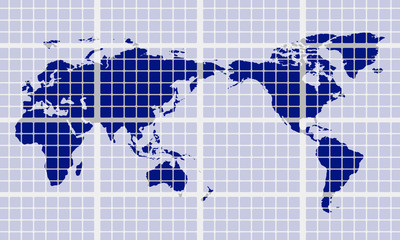 ソーラーパネルに映る世界地図