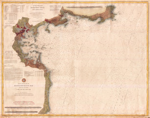 1877, U.S. Coast Survey Map or Chart of Boston Bay and Harbor