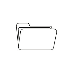Flat design style vector of open folder icon on white. Black outlines.
