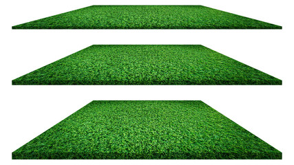 Grass texture isolated on white background for golf course, soccer field or sports concept design. Artificial green grass.