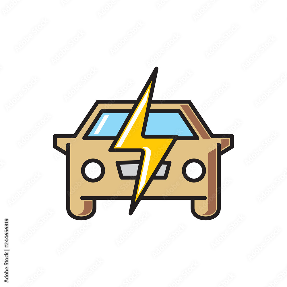 Poster electri car icon on white background for graphic and web design, modern simple vector sign. internet