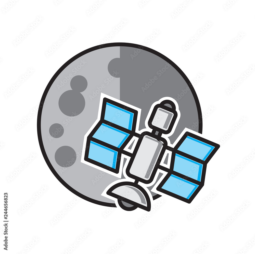 Poster satellite icon on white background for graphic and web design, modern simple vector sign. internet c