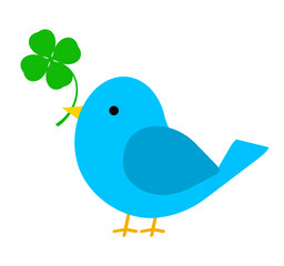 クローバーをくわえた青い鳥