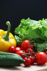 Bright vegetables at the table