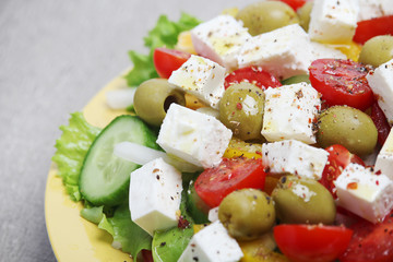 Traditional Greek salad on the plate