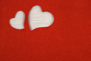 Felt hearts for design to Valentine's Day.