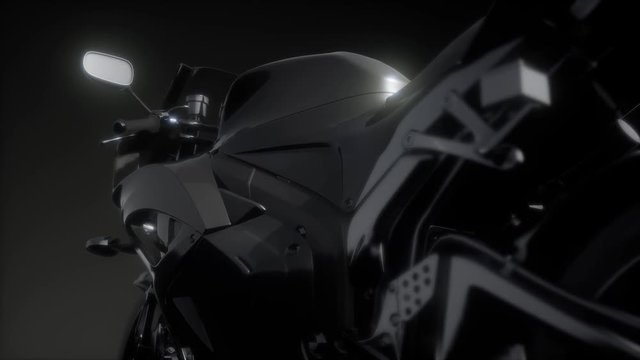 moto sport bike in dark studio with bright lights